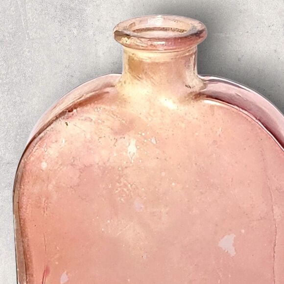 Vidrios De Levante Recycled Glass Bottles Pink & Green Embossed Spain MCM Decor - Picture 4 of 10